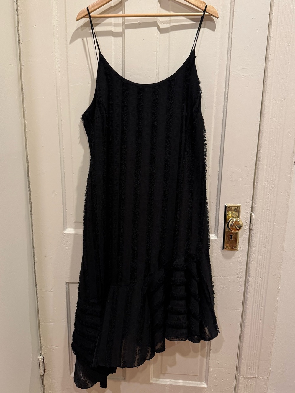 Eri + Ali by Anthropologie fringed asymmetrical midi dress, M